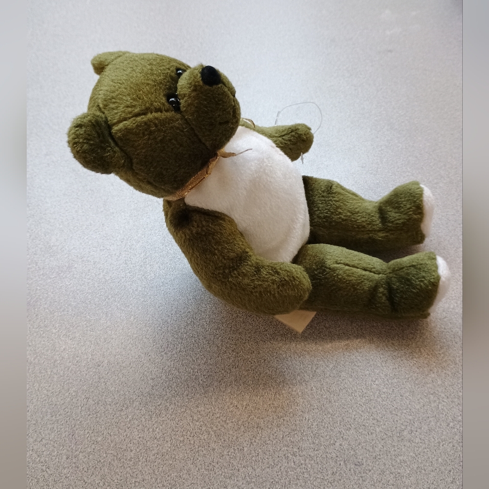 The Original Holy Bears Beanie Bear Sitting Green & White Plush Stuffed Animal - Picture 5 of 10